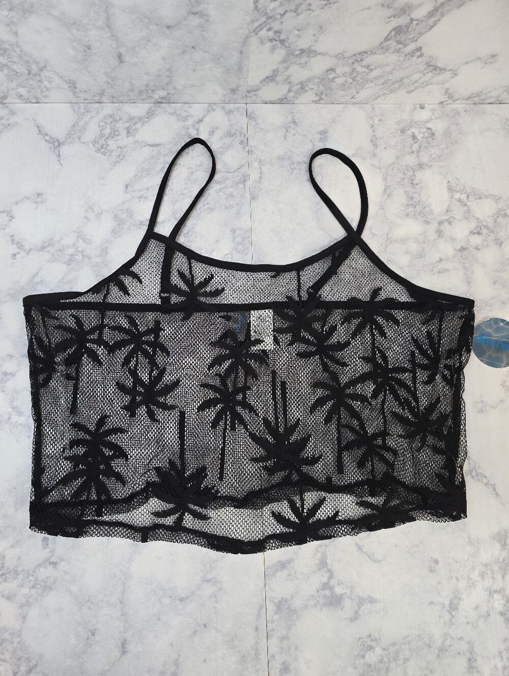 Decree Black Palm Mesh Swim Coverup Set Medium - Picture 4 of 11